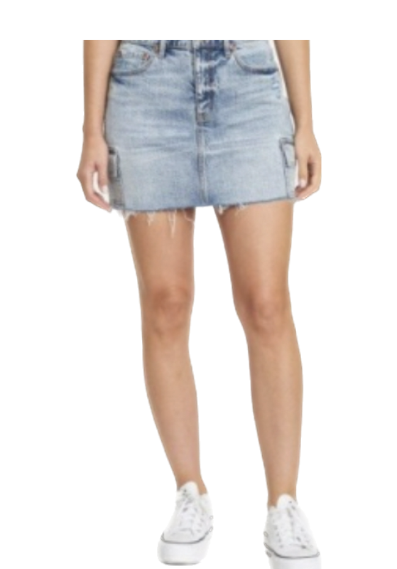 Stash Cargo Jean Skirt combines the ruggedness and durability of denim with the practicality of cargo-style pockets, making it a fashionable and functional choice for those seeking a blend of style and utility in their attire.    65% Cotton 34% Organic Cotton 1% Elastane
