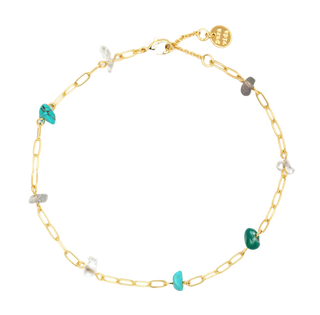 Pura Vida Stone Bead Chip and Chain Anklet