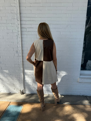 Suede Shift Mini Dress