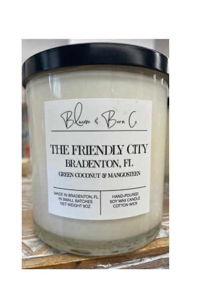 Green coconut and mangosteen  The all natural soy wax and cotton wick will give off a cleaner burn to help you keep your inside air something worth smelling.  Burn Time: 50+ hours of burn time. Size: Net weight 9 oz / 255 g