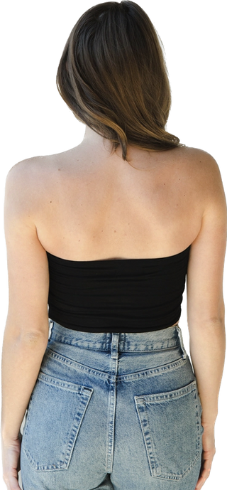 Luxurious and substantial, the Hunter Double Layer Bandeau is a buttery, strapless crop top that's totally got you covered!  Wear this cropped tube top alone or under your fav coverings. Rich in color and texture, this bandeau holds you in without making you feel like you're holding your breath!   • FabricBack View.: 87% Viscose from Bamboo, 13% Spandex