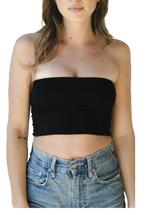 Luxurious and substantial, the Hunter Double Layer Bandeau is a buttery, strapless crop top that's totally got you covered!  Wear this cropped tube top alone or under your fav coverings. Rich in color and texture, this bandeau holds you in without making you feel like you're holding your breath!   • Fabric: 87% Viscose from Bamboo, 13% Spandex