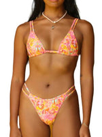 Twin Strap Bralette Bikini Top Bahama Rama  This is a slim cut slide triangle top with light cup support! Girls who buy this top aren't worried about needing much boobie coverage and say this has a structured and firm fit!  Center back has a semi-adjustable E hook  Adjustable shoulder straps designed to sit higher on the back