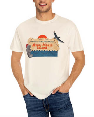 Welcome to Holmes Beach Holiday AnnaB Paints Unisex Tee in Cream