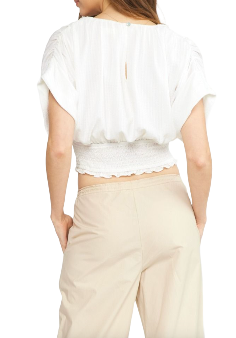 Whitney's White Waffle Crop Top