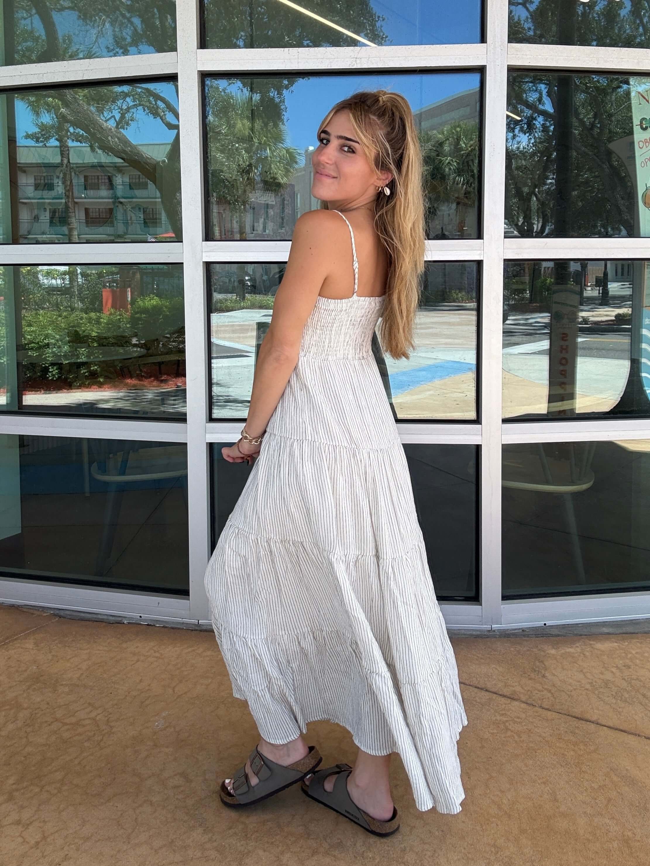balos striped maxi dress Balos Striped Maxi Dress y&i clothing boutique