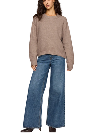 a woman wearing a Z Supply Eastwell Pullover Sweater - Heather Ash