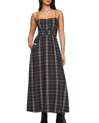 a woman wearing Z Supply Evermore Plaid Flannel Midi Dress