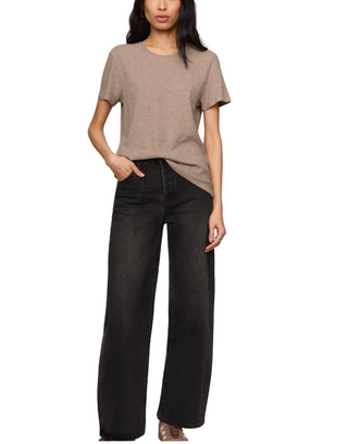 A woman wearing a Z Supply Foundation Slub Tee  - Heather Ash