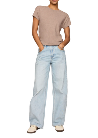 a woman wearing Z Supply Modern Slub Tee  - Heather Ash