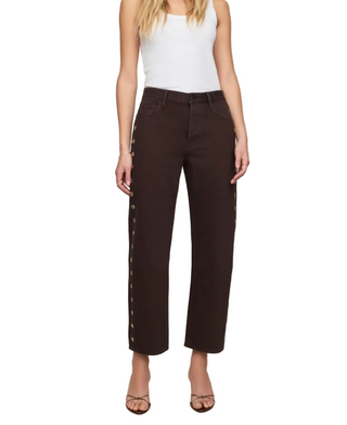 a woman wearing Z Supply The Off Duty Bowed Ankle - Gilded Umber
