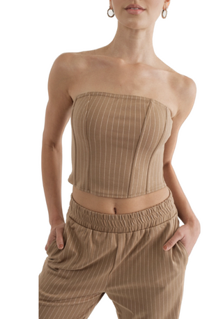 I'm The Man Corset Top features a zipper back, strapless corset with boning.  98% Polyester 2% Spandex
