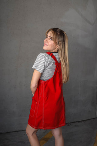 Overalls Smock Red