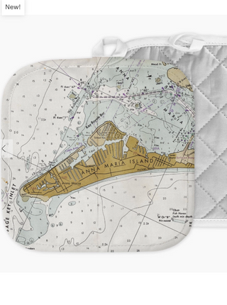 sdquare hot pad with. map of anna maria island on the back