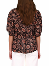 Bloom Blouse in Dusk Floral  Floral babydoll top with front drawstrings. Back view. 