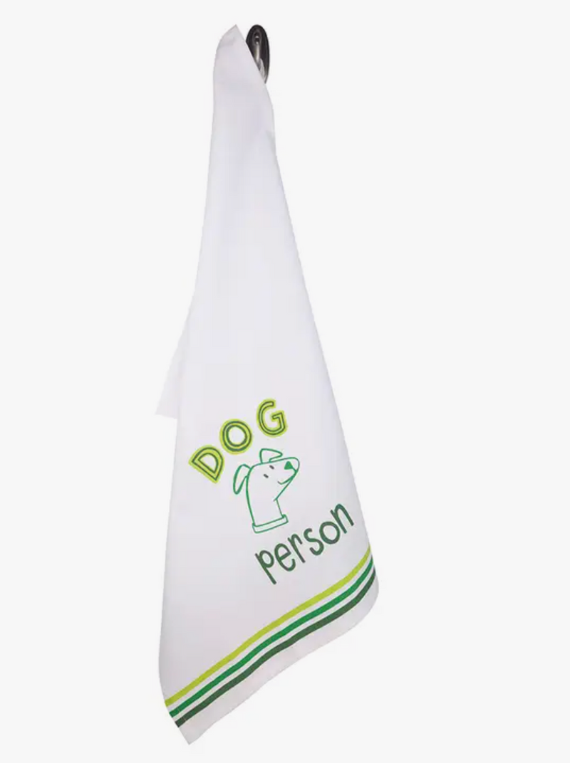 Dog Person Kitchen Tea Towel  Our 100% crinkled cotton flour sack towels. Funatic proudly donates at least 1% of tea towel sales to addiction + recovery programs in the USA.  Unfolded size: 19" x25"   
