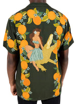 Duvin Tropical Orange Buttonup  The Internet's Go-To Cocktail Buttonup Shirts. Become happy hour's best dressed. The 100% rayon fabric has the durability and comfort for an all-day wear. Back