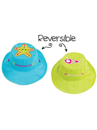 Kids Reversible UPF50+ Sun Hat - Starfish/Fish