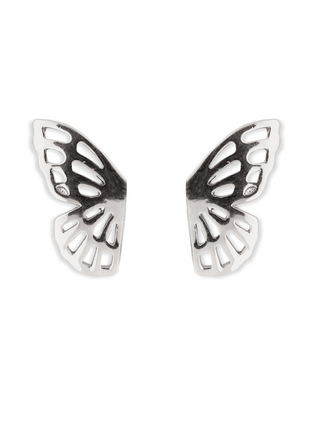 Fly Away Silver Stud Earrings  The perfect gift for anyone on your list!  Brand: Pura Vida Material: Brass base with rhodium plating & enamel. Sterling silver posts.