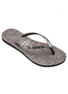 Havaianas Slim Carnaval Sandal - Black Glitter  Get ready to party in the Slim Carnaval! Featuring multi-color glitter straps, you'll be reminiscent of the glitter-clad revelers of Brazil's Carnaval. Plus, Havaianas' signature sole will keep feet cool and comfortable from day to night to day. Thong style Cushioned footbed with textured rice pattern and rubber flip flop sole Made in Brazil Brand: Havaianas Material: 100% high quality, super-soft yet durable rubber Size & Fit: True to size 2