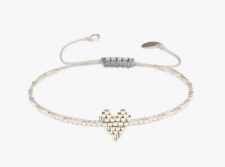 Heartsy Row Bracelet - Silver   Adjustable beaded heart bracelet. 