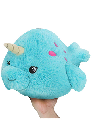 Mini Squishable Baby Narwhal  Hush Baby Narwal, don't say a word, Mama doesn't think your horn's absurd.  And if anyone else dares to says so, Mama's gonna stick them on an ice floe.  And if that floe doesn't float away, Mama's gonna make them into a shish kebab.  And if that couplet doesn't rhyme, Mama's still gonna make them into a shish kebab. 7 squishy inches of A+ parenting, all-new poly fill, ages 3 and up!