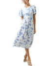This Paris Rose Blue and White Dress features a fit and flare silouette, smocked back with a cut out.     100% Polyester    