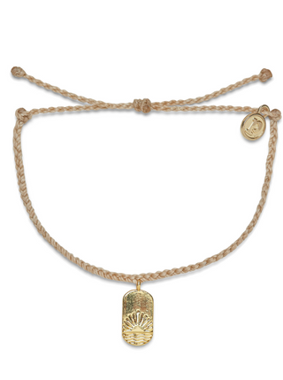 Pura Vida Sundown Gold Charm Bracelet  Bitty braid bracelet with a simple and cute gold charm featuring a sunset outline in the center.  Brand: Pura Vida Material: 100% Waterproof Size & Fit: Adjustable from 2-5 Inches in Diameter 