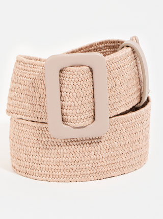 Rectangle Buckle Braided Belt in Blush   Approximately 42" length