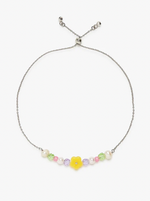 Resin Flower & Mixed Seed Bead Slider Bracelet  Flowers make everything better—just ask our Resin Flower & Mix Seed Bead Slider Bracelet! Set on a delicate silver chain, this dainty design features an enamel flower in the middle, surrounded by colorful beads and itty bitty pearls.
