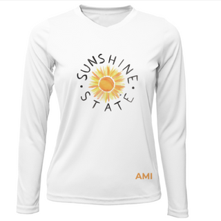 Sunshine State AMI Women's Performance Long Sleeve UPF 30  This locally made Sunshine State AMI Women's Performance Long Sleeve will protect you on the beach or the boat with UPF 30. Women's Long Sleeve V-Nec