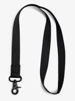 Black Neck Lanyard  Take on the world in style with our Neck Lanyard–the perfect sidekick to carry your keys, Thread® essentials, and more. Keep track of your stuff and express yourself with our convenient and cool lanyards.  • Polyester strap, genuine leather loop and metal clasp   • Quality Metal clasp