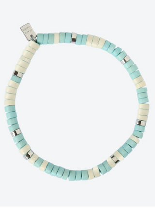 Sealife Heshi Bead Stretch Bracelet in Blue  Brass beads with gold plating and heshi beads  Brand: Pura Vida