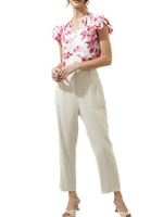 This sweet Spring Time Top features a cap sleeve, notch at the neck and a regular fit.  100% Polyester   