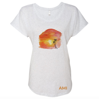 Sunset Watercolor Tee Triblend Dolman - AMI