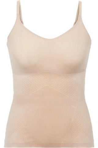 Thinstincts Champagne Cami Spanx  The Thinstincts Cami was designed to up the ante in your underwear drawer. Now with Printed Power®, Thinstincts is lightweight and breathable for everyday wear. Plus it offers single-layer targeted shaping that’s designed to wrap around your body and target your tummy and sides.