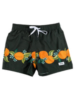 Tropical Orange Swim Short  4 Way-Stretch. They'll be dry before you finish your beer. Elastic mesh liner. Side + back pockets. 15'' Length on size Medium. +/- .5 inch per size. Alt view